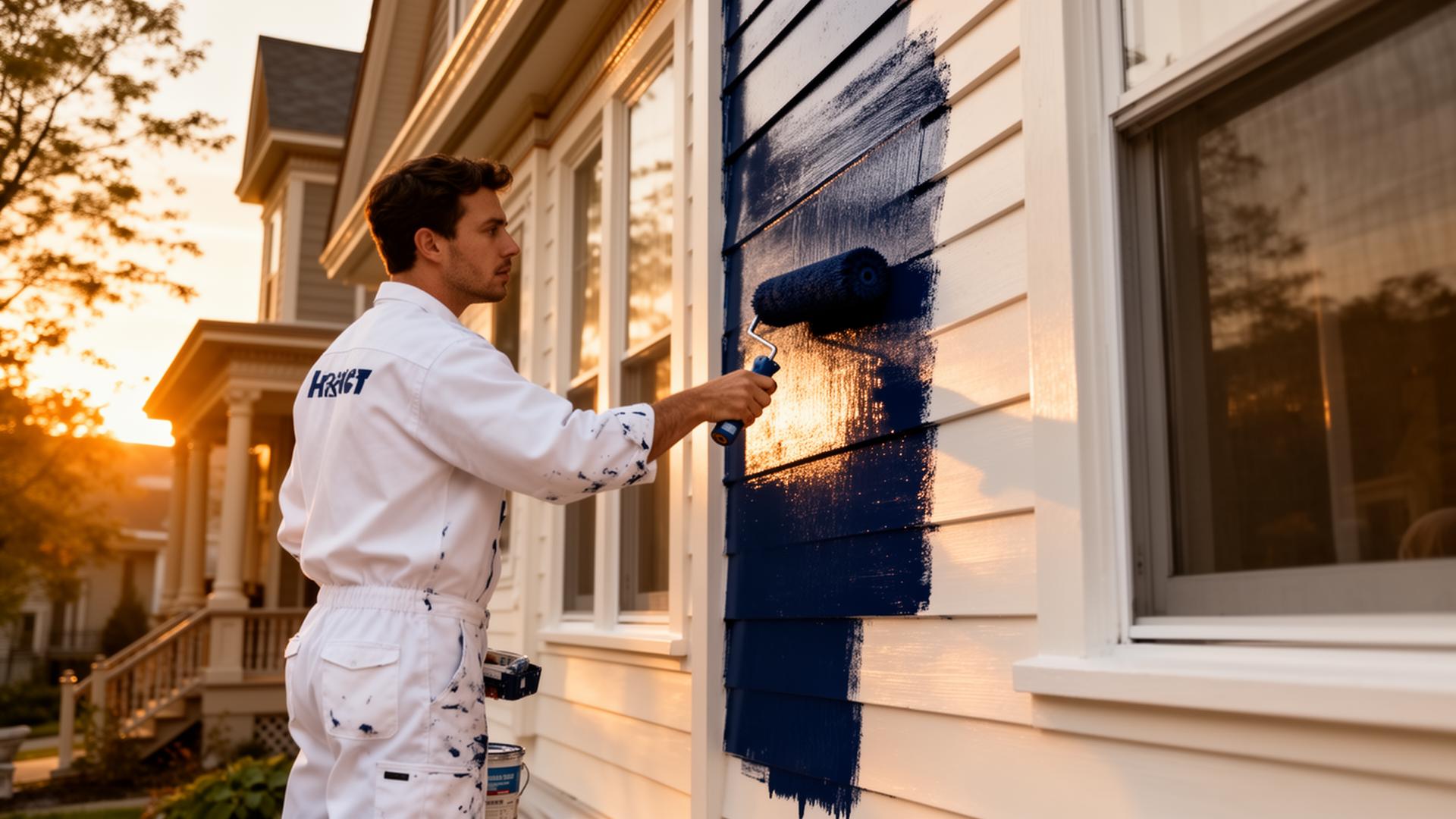 Professional painter from Five Star Painting of WNY painting a Buffalo home